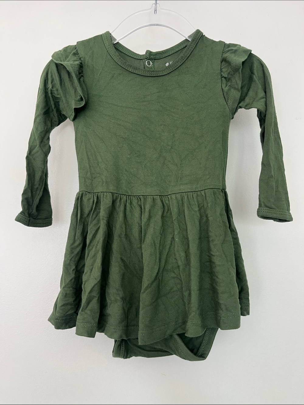 Kyte BABY Olive Green Long-Sleeve Skirted Bodysuit